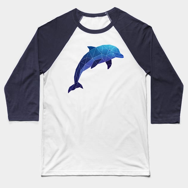 Galaxy Dolphin Geometric Animal Baseball T-Shirt by Jay Diloy